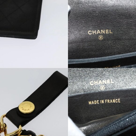 CHANEL Chain Wallet Lamb Skin Black Gold CC Auth bs26777 - Picture 13 of 15